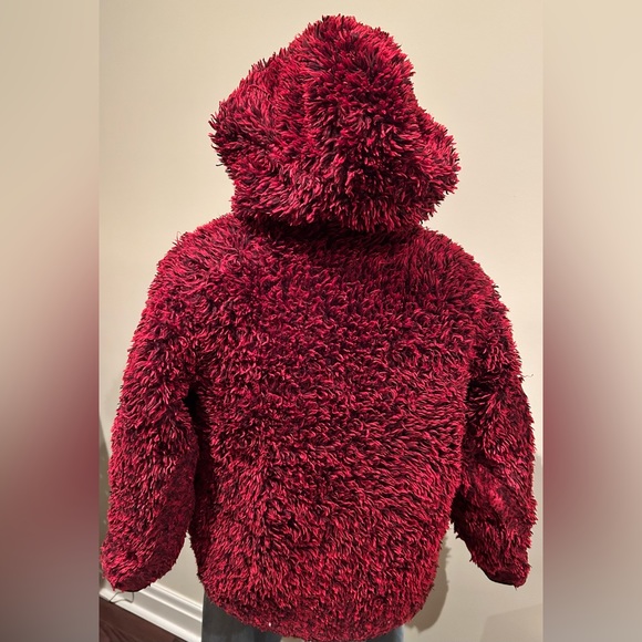 Boy Spyder Red/White/Black Reversible Hooded Ski Jacket with Shaggy Fleece - Picture 5 of 16